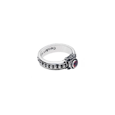 Vintage Classical Sterling Silver And Garnet Spin Ring - Cynthia Gale New York - 2