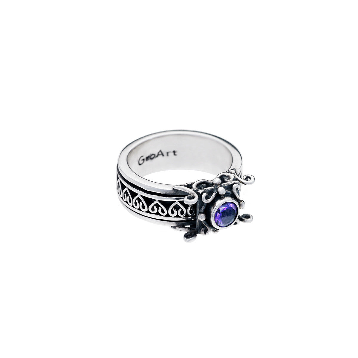 Art Nouveau Sterling Silver And Amethyst Spin Ring - Cynthia Gale New York Jewelry
