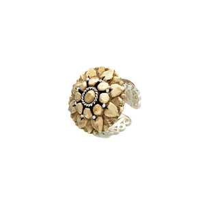 Borobudur Lotus Sterling Silver Bronze Petal Ring - Cynthia Gale New York Jewelry