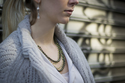 Artknots Carmen Sterling Silver Green Pearl Necklace - Cynthia Gale New York Jewelry