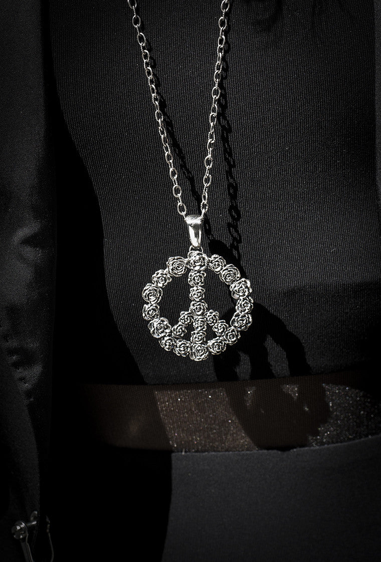 Imagine Peace Rose Sterling Silver Necklace - Cynthia Gale New York Jewelry