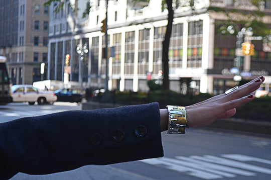 NYC Skyline The City That never Sleeps Sterling Silver & Brass Cuff - Cynthia Gale New York - 5