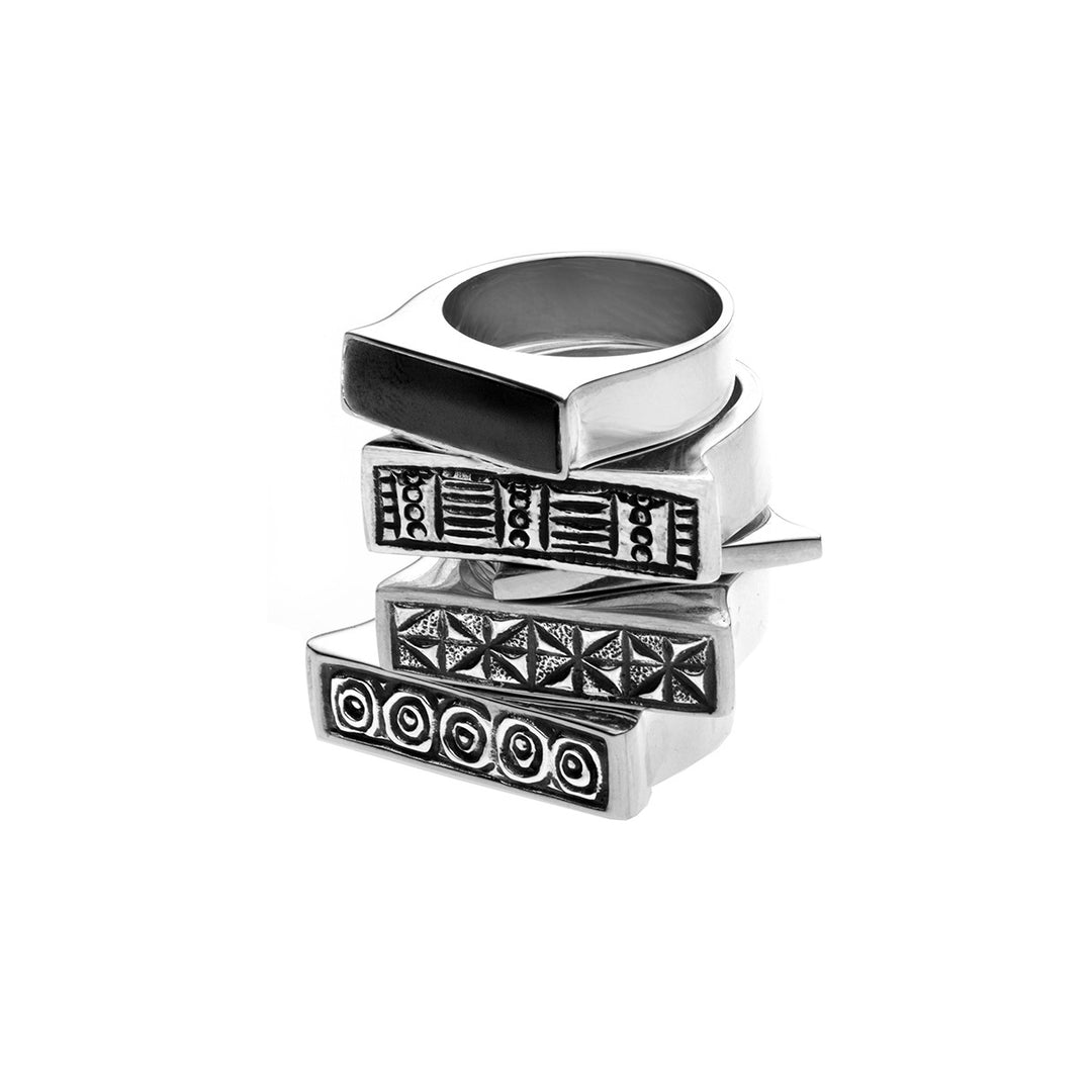 Wiener Werkstatte Pinwheel Stack Ring - Cynthia Gale New York Jewelry