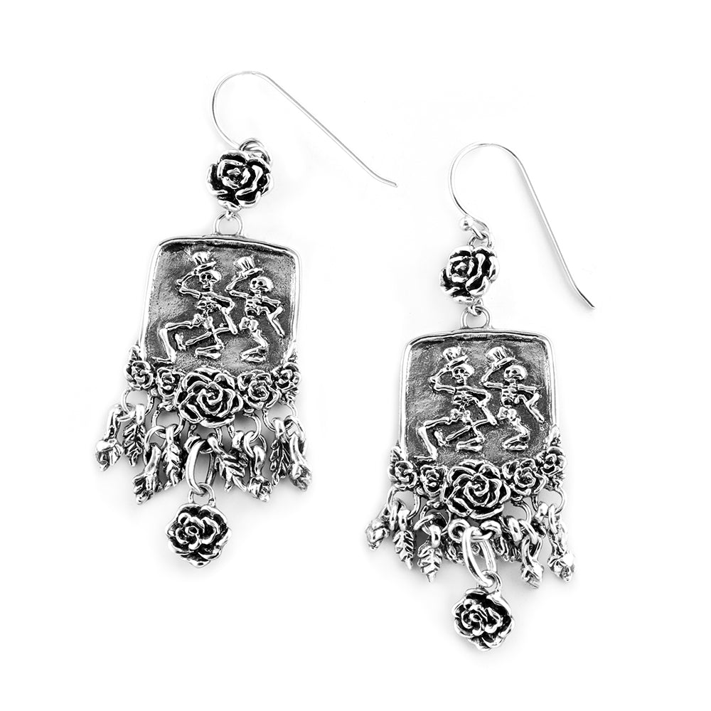 Dancing Skeletons Sterling Silver Drop Earring