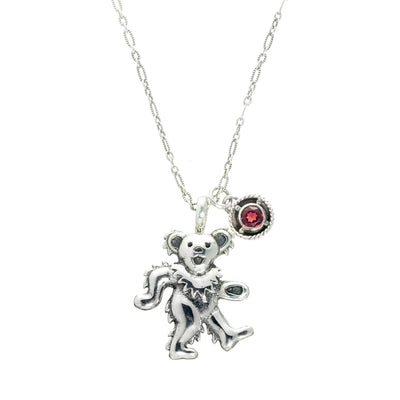 Birthstone Bear Necklaces Sterling Silver And Semi-precious Stones