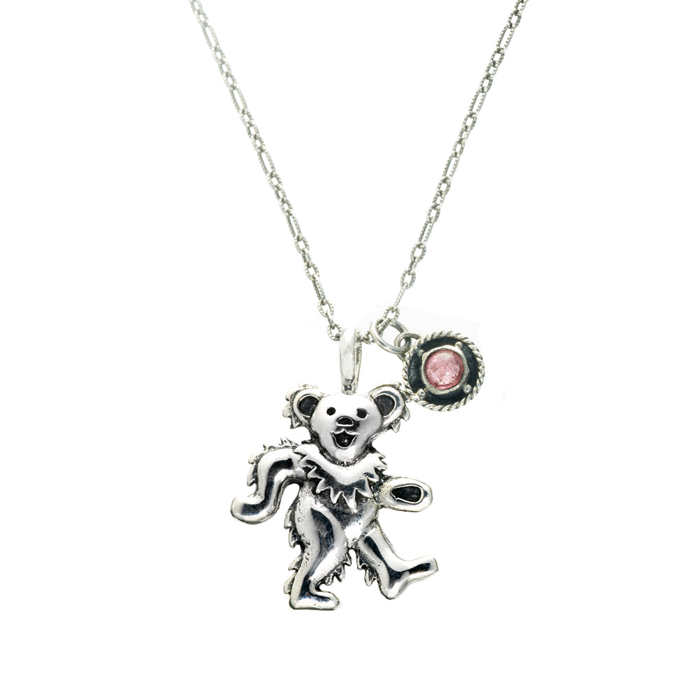 Birthstone Bear Necklaces Sterling Silver And Semi-precious Stones