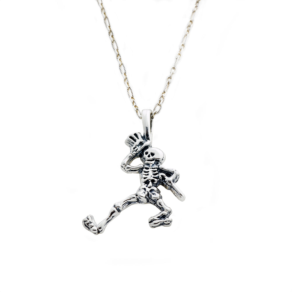 Dancing Skeletons Sterling Silver Charm Necklace