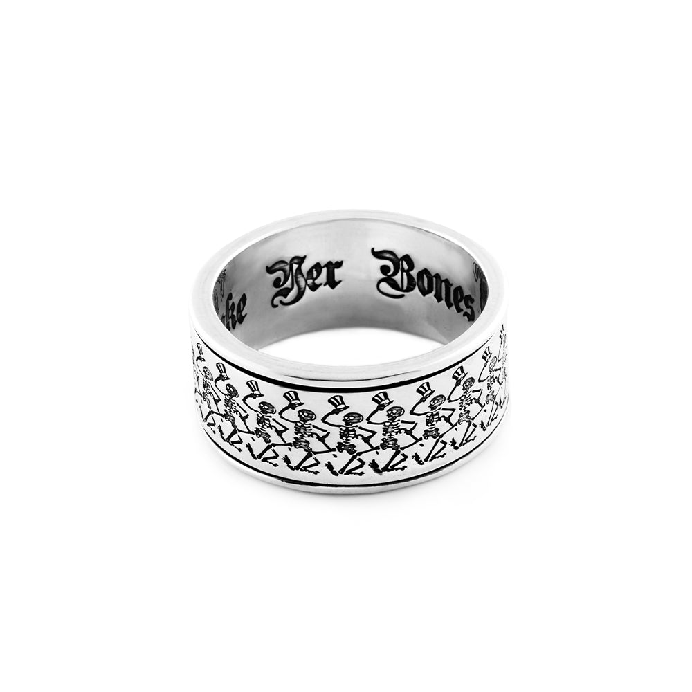 Dancing Skeletons Sterling Silver Spinner Ring