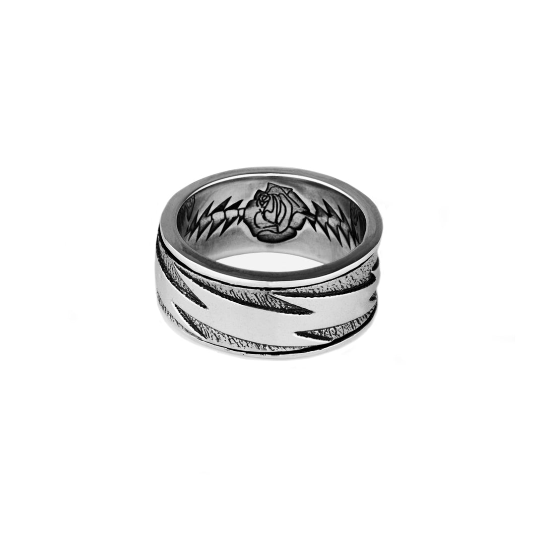 Grateful Dead 13-Point Lightning Bolt Sterling Silver Spinner Ring