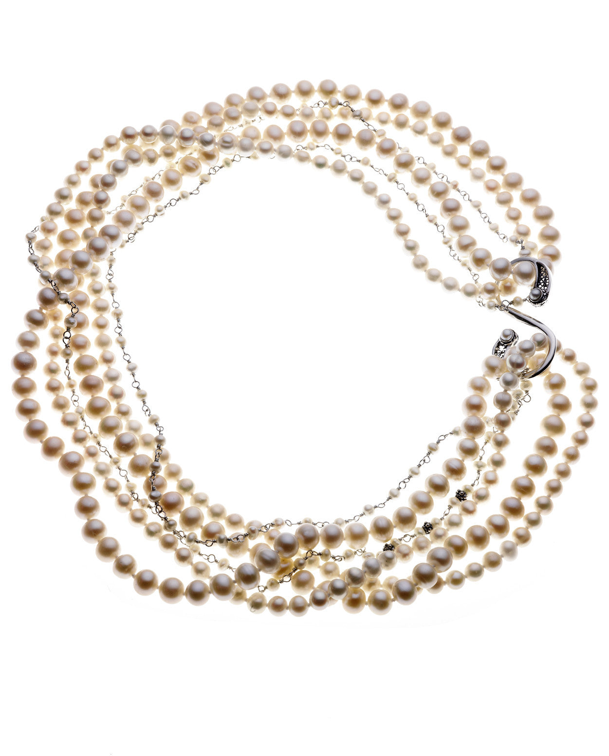 Artknots Madame Butterfly Sterling Silver White Pearl Necklace - Cynthia Gale New York Jewelry