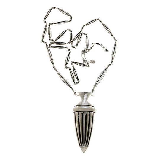 CG Signature Sterling Silver Repousse Grande Urn Necklace - Cynthia Gale New York Jewelry