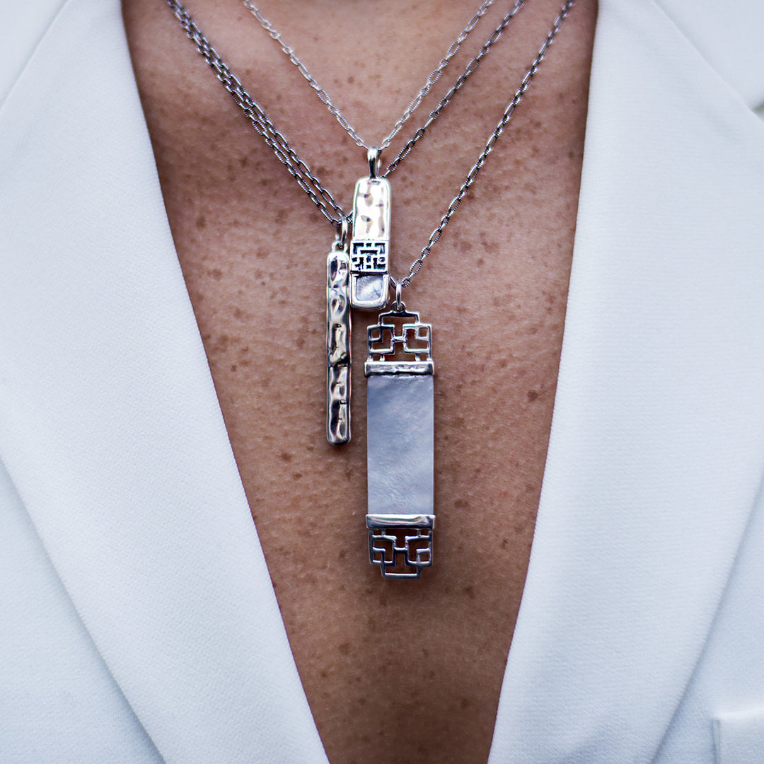 Mystical Pagoda Sterling Silver Stacked Necklaces - Cynthia Gale New York Jewelry