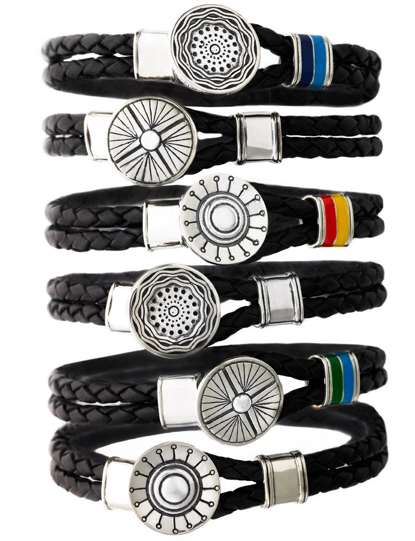 Face The Sun And The Shadow Will Fall Behind You Silver & Enamel Leather Bracelet - Cynthia Gale New York - 3