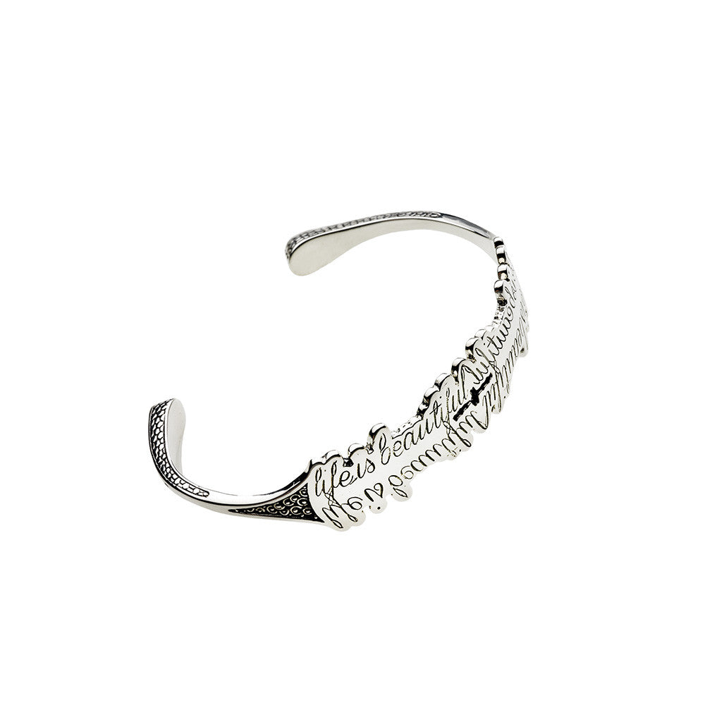 Life Is Beautiful Sterling Silver Cuff - Cynthia Gale New York Jewelry