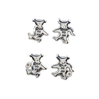 Dancing Bear Sterling Silver Semi Precious Post Earrings