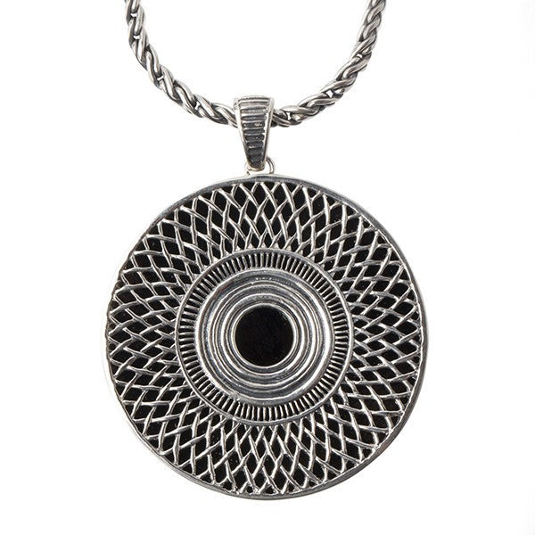 Ennion Sterling Silver &amp; Glass Jet Statement Necklace