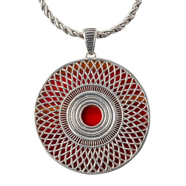 Ennion Sterling Silver &amp; Glass Amber Statement Necklace