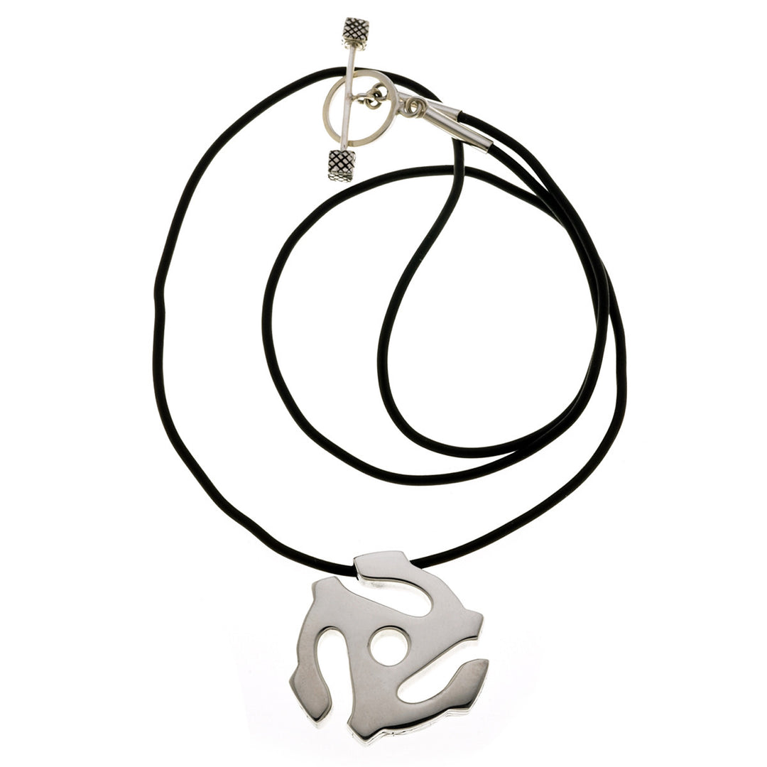 45 RPM Spacer Sterling Silver And Rubber Cord Necklace - Cynthia Gale New York - 3