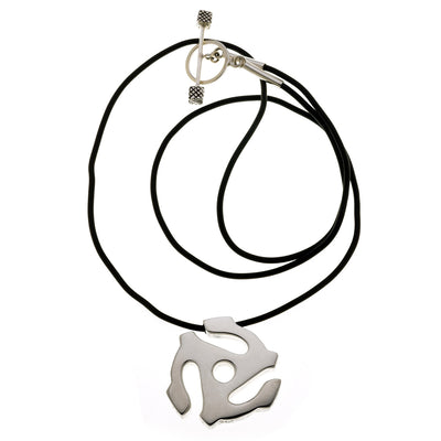45 RPM Spacer Sterling Silver And Rubber Cord Necklace - Cynthia Gale New York - 3