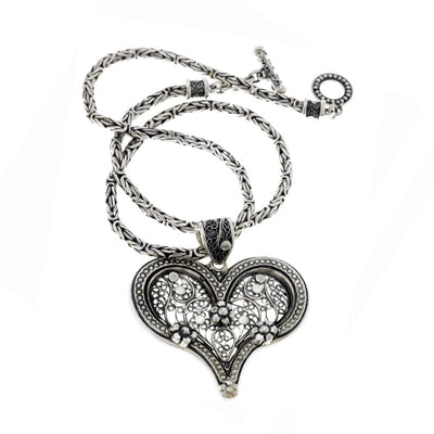 Floral Filigree Sterling Silver Heart Necklace - Cynthia Gale New York Jewelry