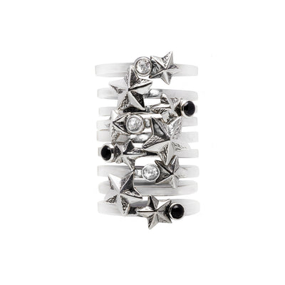 Rock Star Sterling Silver & White Topaz Stack Ring - Cynthia Gale New York - 3