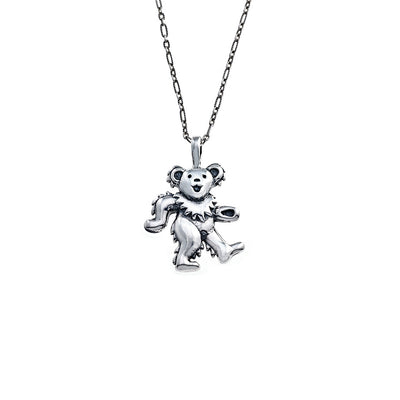 Teddy Bear Diamond Pendant in Sterling Silver or 14k Gold Plated