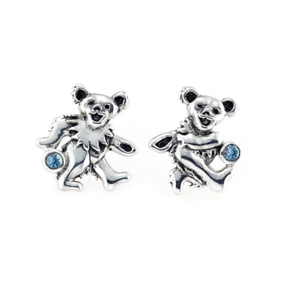 Dancing Bear Sterling Silver Semi Precious Post Earrings