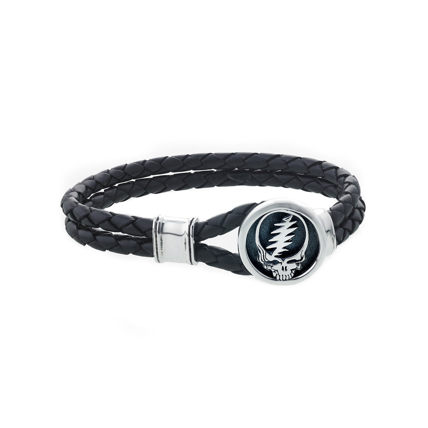 Steal Your Face Sterling Silver Leather Bracelet - Cynthia Gale New York - 2