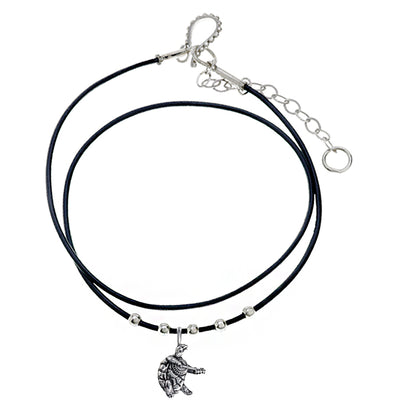 Terrapin Sterling Silver Beads & Thin Leather Necklace